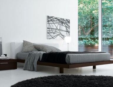 Double bed with upholstered headboard, REM - JESSE