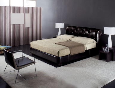 Double bed with upholstered headboard, PICCADILLY CLASSIC - Valdichienti