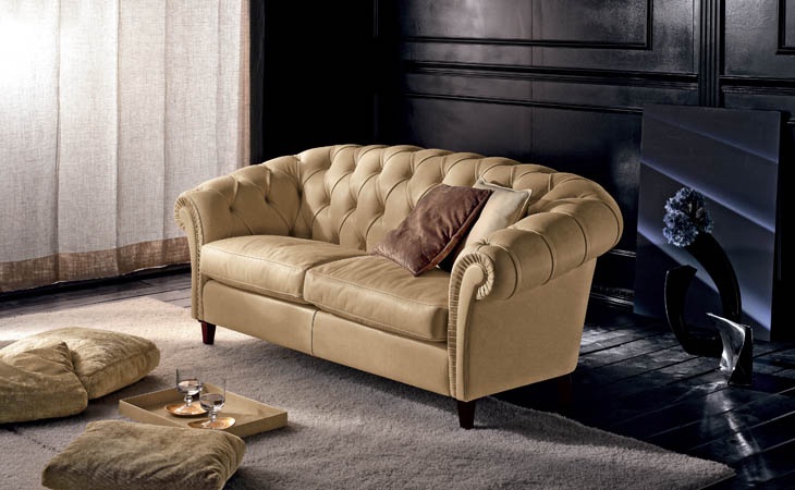 Sofa in leather upholstery, GRAN CAESAR - Valdichienti