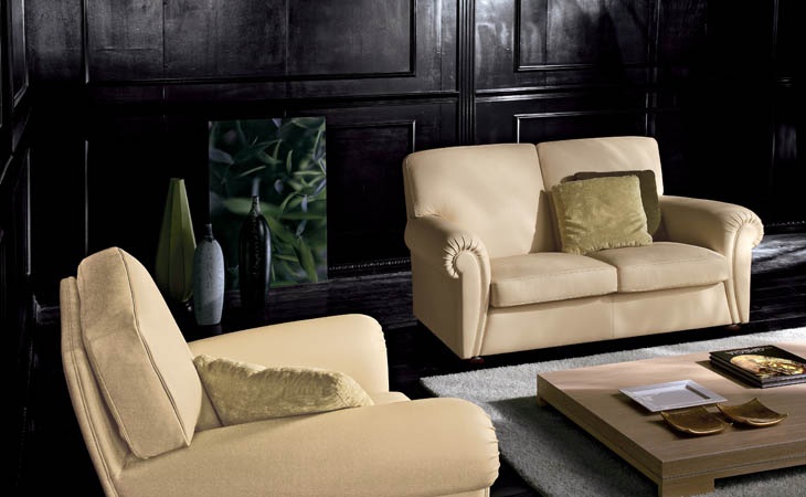 Sofa in leather upholstery, KYOTO - Valdichienti