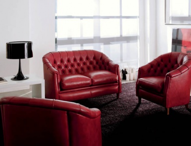Sofa in leather upholstery, BUONANOTTE - Valdichienti