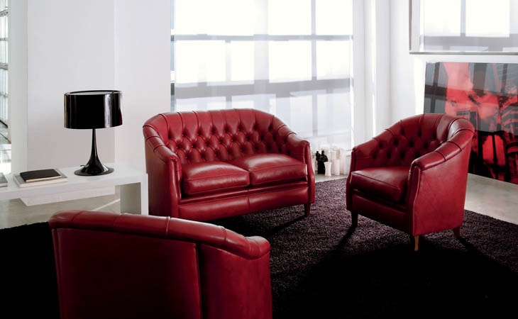 Sofa in leather upholstery, BUONANOTTE - Valdichienti